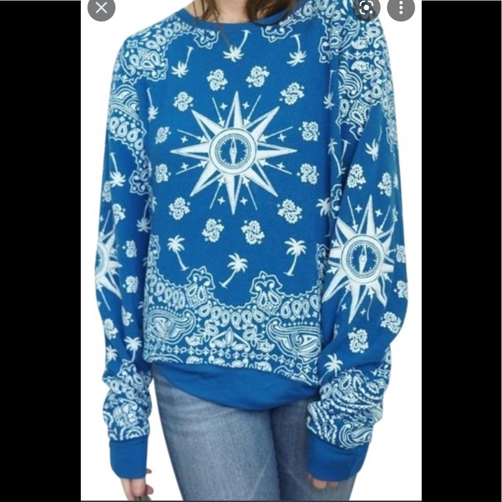 WILDFOX Blue compass Palm Tree Sweatshirt